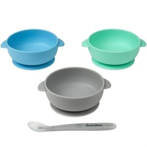 UpwardBaby Bowls with Suction - 4 Piece Set with Spoon